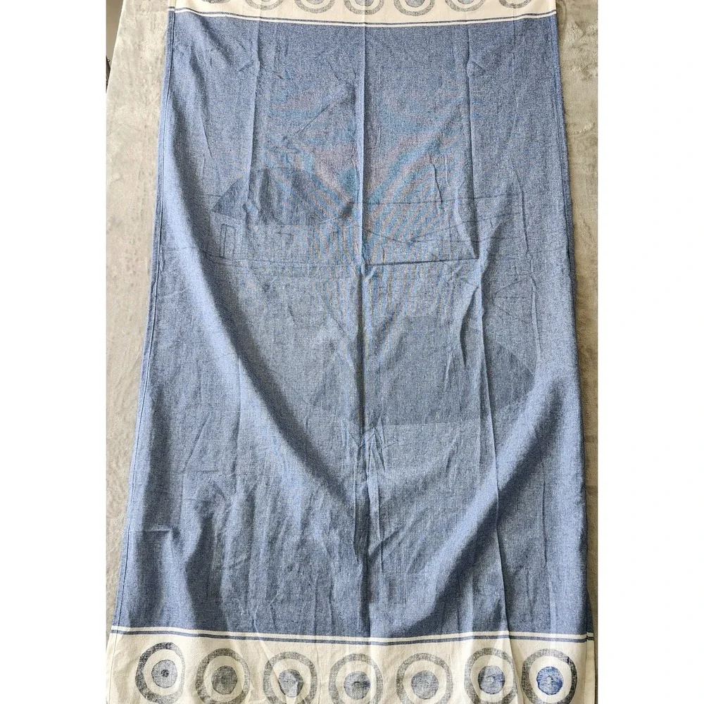 Printed Tapestry Blue Santorini Souvenir Fringe Throw Cotton Greece 36x68.5